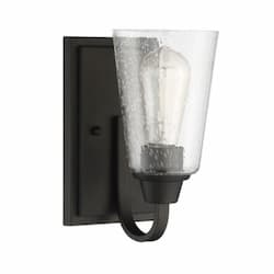 Grace Wall Sconce Fixture w/o Bulb, E26, Espresso & Seeded Glass