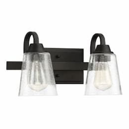 Grace Vanity Light Fixture w/o Bulbs, 2 Lights, Espresso & Seed Glass