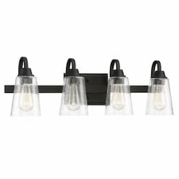 Grace Vanity Light Fixture w/o Bulbs, 4 Lights, Espresso & Seed Glass