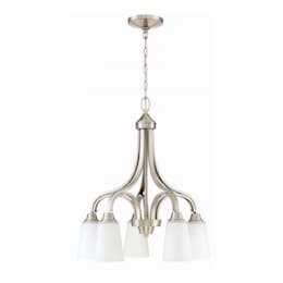 Grace Down Chandelier w/o Bulbs, 5 Lights, Nickel & Frosted Glass