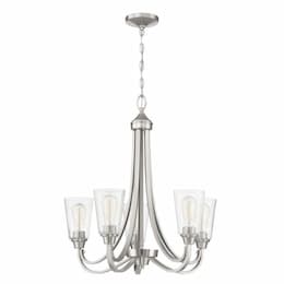 Grace Chandelier w/o Bulbs, 5 Lights, Polished Nickel & Seeded Glass