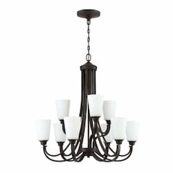 Grace Chandelier w/o Bulbs, 9 Lights, Espresso & Frosted Glass