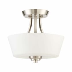 Grace Semi Flush Fixture w/o Bulbs, 2 Lights, Nickel & Frosted Glass