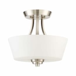 Grace Semi Flush Fixture w/o Bulbs, 2 Lights, Nickel & Frosted Glass