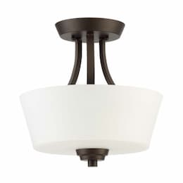 Grace Semi Flush Fixture w/o Bulbs, 2 Lights, Espresso & Frosted Glass