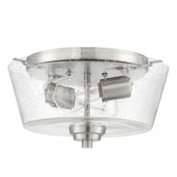 Grace Flush Mount Fixture w/o Bulbs, 2 Lights, Nickel & Seeded Glass