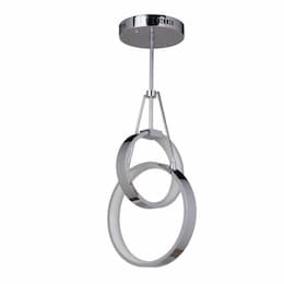 30W LED Anillo 2 Ring Pendant Light, 2 Light, 90 CRI, 3000K, Chrome