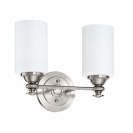 Dardyn Vanity Light Fixture w/o Bulbs, 2 Light, Nickel & Frosted White