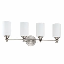 Dardyn Vanity Light Fixture w/o Bulbs, 4 Light, Nickel & Frosted White