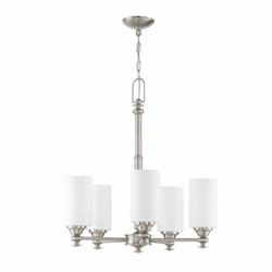 Dardyn Chandelier w/o Bulbs, 5 Lights, E26, Nickel & Frosted White