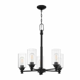 Dardyn Chandelier w/o Bulbs, 5 Lights, E26, Flat Black & Clear Glass