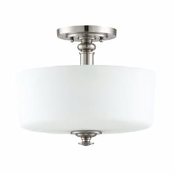 Dardyn Semi Flush Fixture w/o Bulbs, 3 Lights, Nickel & Frosted White