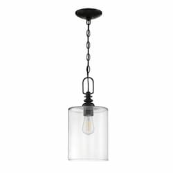 Dardyn Mini Pendant Fixture w/o Bulb, 1 Light, Flat Black & Clear