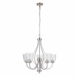 Serene Chandelier Fixture w/o Bulbs, 5 Lights, E26, Polished Nickel