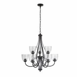 Serene Chandelier Fixture w/o Bulbs, 9 Lights, E26, Espresso