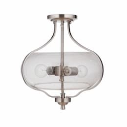 Serene Semi Flush Mount Fixture w/o Bulbs, 2 Lights, Polished Nickel