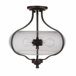 Serene Semi Flush Mount Fixture w/o Bulbs, 2 Lights, Espresso