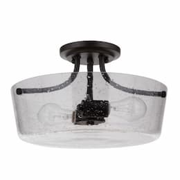 Tyler Semi Flush Mount Fixture w/o Bulbs, 2 Lights, E26, Flat Black