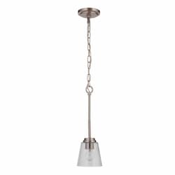 Tyler Mini Pendant Fixture w/o Bulb, 1 Light, E26, Polished Nickel