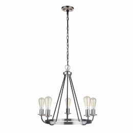 Randolph Chandelier w/o Bulbs, 5 Lights, Flat Black/Polished Nickel