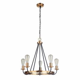 Randolph Chandelier w/o Bulbs, 5 Lights, Flat Black/Satin Brass