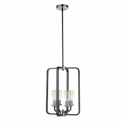 Randolph Pendant Fixture w/o Bulbs, 4 Lights, Flat Black/Nickel