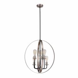 Randolph Pendant Fixture w/o Bulbs, 6 Lights, Flat Black/Nickel