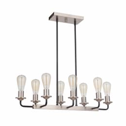 Randolph Island Light Fixture w/o Bulbs, 8 Lights, Flat Black/Nickel