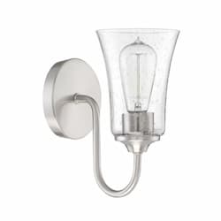 Gwyneth Wall Sconce Fixture w/o Bulb, 1 Light, Nickel/Clear Glass