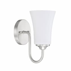 Gwyneth Wall Sconce Fixture w/o Bulb, 1 Light, Nickel/White Glass