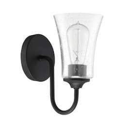 Gwyneth Wall Sconce Fixture w/o Bulb, 1 Light, Flat Black/Clear Glass