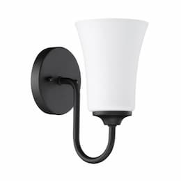 Gwyneth Wall Sconce Fixture w/o Bulb, 1 Light, Flat Black/White Glass