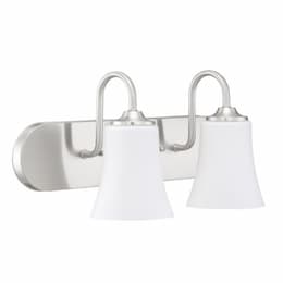 Gwyneth Vanity Light Fixture w/o Bulbs, 2 Lights, Nickel/White Glass