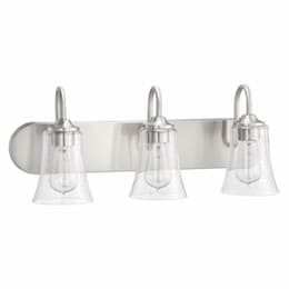 Gwyneth Vanity Light Fixture w/o Bulbs, 3 Lights, Nickel/Clear Glass