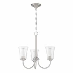 Gwyneth Chandelier Fixture w/o Bulbs, 3 Lights, Nickel/Clear Glass