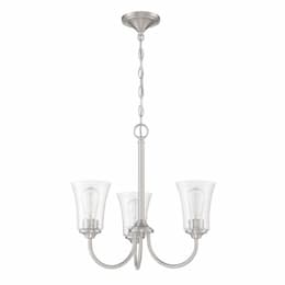 Gwyneth Chandelier Fixture w/o Bulbs, 3 Lights, Nickel/Clear Glass