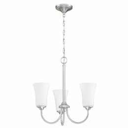 Gwyneth Chandelier Fixture w/o Bulbs, 3 Lights, Nickel/White Glass