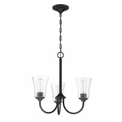 Gwyneth Chandelier Fixture w/o Bulbs, 3 Lights, Flat Black/Clear Glass