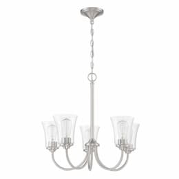 Gwyneth Chandelier Fixture w/o Bulbs, 5 Lights, Nickel/Clear Glass