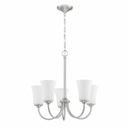 Gwyneth Chandelier Fixture w/o Bulbs, 5 Lights, Nickel/White Glass