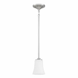 Gwyneth Mini Pendant Fixture w/o Bulb, 1 Light, Nickel/White Glass