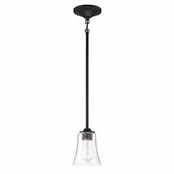 Gwyneth Mini Pendant Fixture w/o Bulb, 1 Light, Flat Black/Clear Glass