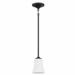 Gwyneth Mini Pendant Fixture w/o Bulb, 1 Light, Flat Black/White Glass