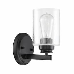 Bolden Wall Sconce Fixture w/o Bulb, 1 Light, Flat Black/Clear Glass