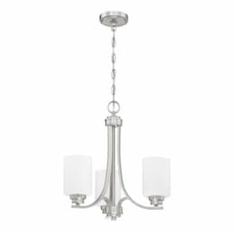 Bolden Chandelier Fixture w/o Bulbs, 3 Lights, E26, Nickel/White Glass