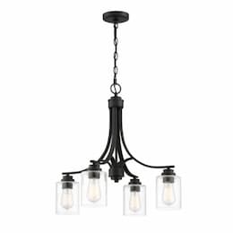 Bolden Chandelier Fixture w/o Bulbs, 4 Lights, Flat Black/Clear Glass