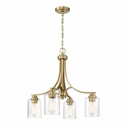 Bolden Chandelier Fixture w/o Bulbs, 4 Lights, Satin Brass/Clear Glass