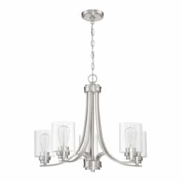 Bolden Chandelier Fixture w/o Bulbs, 5 Lights, E26, Nickel/Clear Glass