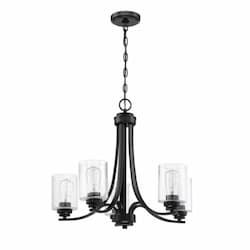 Bolden Chandelier Fixture w/o Bulbs, 5 Lights, Flat Black/Clear Glass