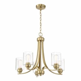 Bolden Chandelier Fixture w/o Bulbs, 5 Lights, Satin Brass/Clear Glass